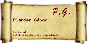 Plander Gábor névjegykártya