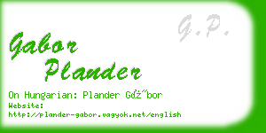 gabor plander business card